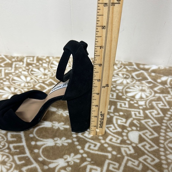 Steve Madden Black Leather Heels with Chunky Block Heel - Picture 8 of 11